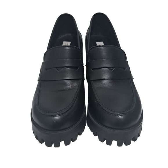 Steve Madden Binary Moto Boho Chic Goth Platform Loafer Chunky Heel Sz 9.5 Black - Picture 9 of 15